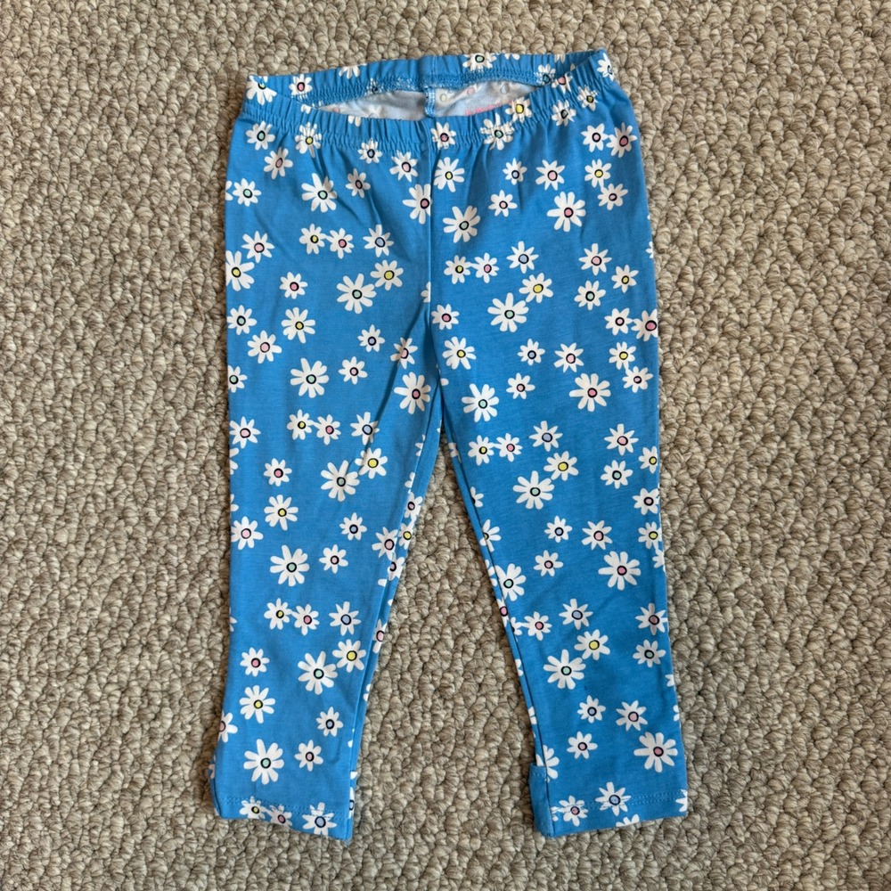 Jumping Beans Girls Blue‎ Daisy Floral Leggings with Bow Cuffs Size 4T